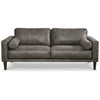 Royo 82 Inch Sofa with 2 Bolster Pillows Soft Gray Brown Faux Leather By Casagear Home BM311725