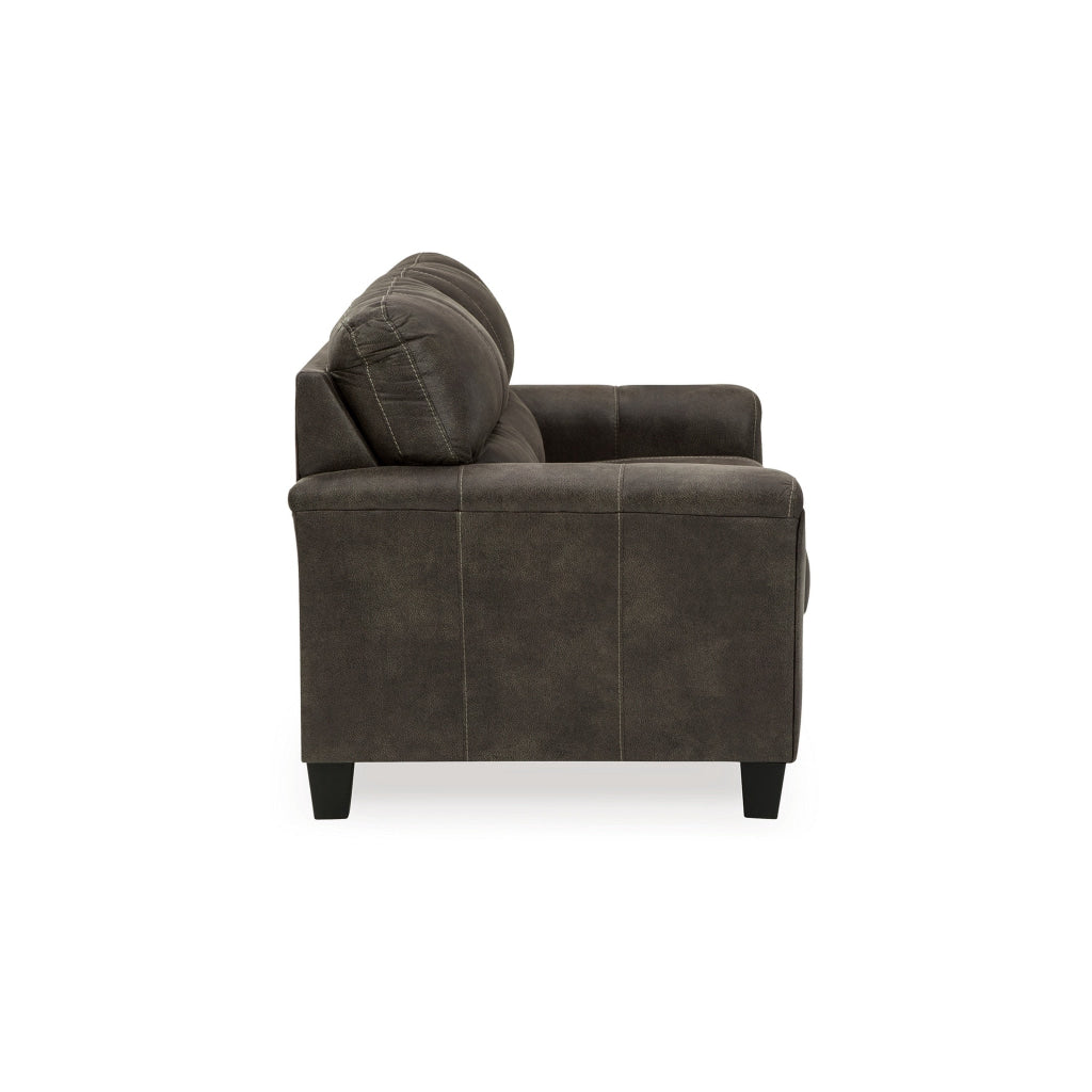 Nav 61 Inch Loveseat Modern Plush Cushions Weathered Taupe Faux Leather By Casagear Home BM311727