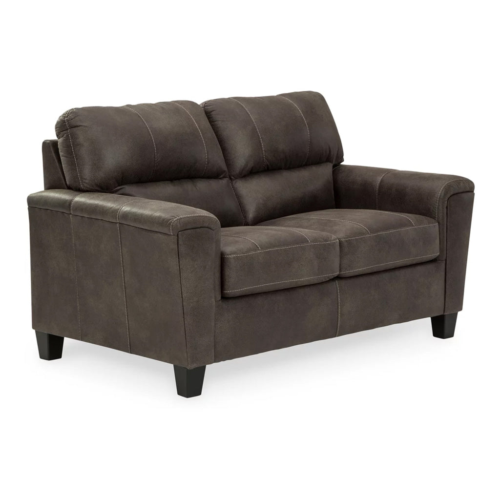 Nav 61 Inch Loveseat Modern Plush Cushions Weathered Taupe Faux Leather By Casagear Home BM311727