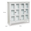 47 Inch Accent Cabinet 2 Shelves Glass Doors White Gray Wood Veneer By Casagear Home BM311737