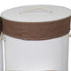 5 Piece Laundry Basket and Tray Set, Round Folding Brown Bamboo, White By Casagear Home
