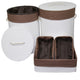 5 Piece Laundry Basket and Tray Set, Round Folding Brown Bamboo, White By Casagear Home