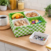 5 Piece Basket and Trays, Hand Woven, Checkered Pattern, Green and White By Casagear Home