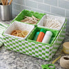 5 Piece Basket and Trays, Hand Woven, Checkered Pattern, Green and White By Casagear Home