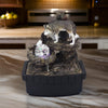 Eci 10 Inch Wolf Tabletop Water Fountain, LED Lights, Painted Gray Finish By Casagear Home