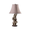 21 Inch Accent Table Lamp 3 Stacked Elephants Linen Bell Shade Brown Gray By Casagear Home BM311759