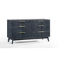 Cid Coy 55 Inch Wide Dresser 6 Drawer Metal Base Gray Wood Grains Gold By Casagear Home BM311765