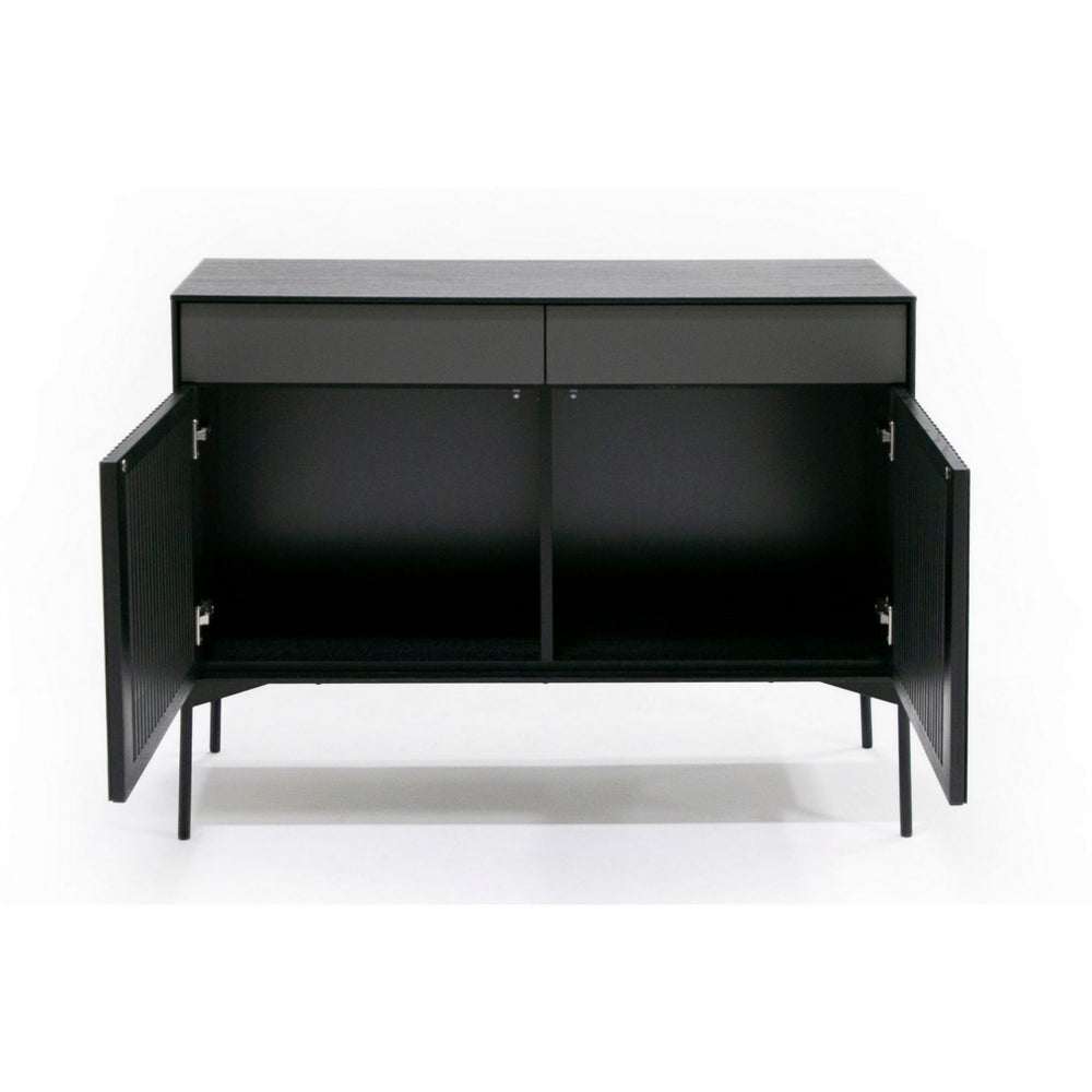 43 Inch Sideboard Console Cabinet 2 Drawers 2 Louvered Doors Black By Casagear Home BM311767