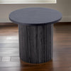 Cid Cue 24 Inch Side End Table, Tambour Pedestal Base, Black Ash Veneer By Casagear Home