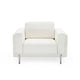44 Inch Chair Tuxedo Square Arms Metal Legs Off White Fabric Upholstery By Casagear Home BM311776