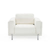 44 Inch Chair Tuxedo Square Arms Metal Legs Off White Fabric Upholstery By Casagear Home BM311776