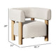 31 Inch Accent Chair Modern Brown Wood Frame White Fabric Upholstery By Casagear Home BM311781