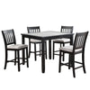 Nick 5 Piece Counter Height Dining Table and Chairs Set, Black, White By Casagear Home