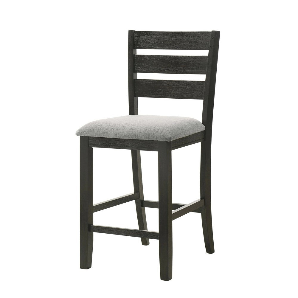 Woodlands 24’’ Counter Chair Faux Leather Black Brown by Casagear Home BM311785