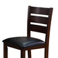 Woodlands 24 Inch Counter Height Chair Faux Leather Wood Black and Brown By Casagear Home BM311785