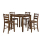 Timothy 5 Piece Counter Height Dining Table and Chairs Square Brown Wood By Casagear Home BM311790