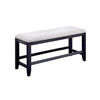 Edward 48 Inch Counter Height Dining Bench White Fabric and Black Wood By Casagear Home BM311791