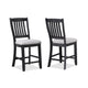 Patricia 42 Inch Counter Height Chair Set of 2 Black Wood Light Gray By Casagear Home BM311794