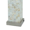 27 Inch Table Lamp Set of 2 Square White Shade Steel Base Marble White By Casagear Home BM311803