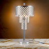 Denise 29 Inch Table Lamp, Glass, Metal Frame, Mesh Shade, Crystals, Gold By Casagear Home