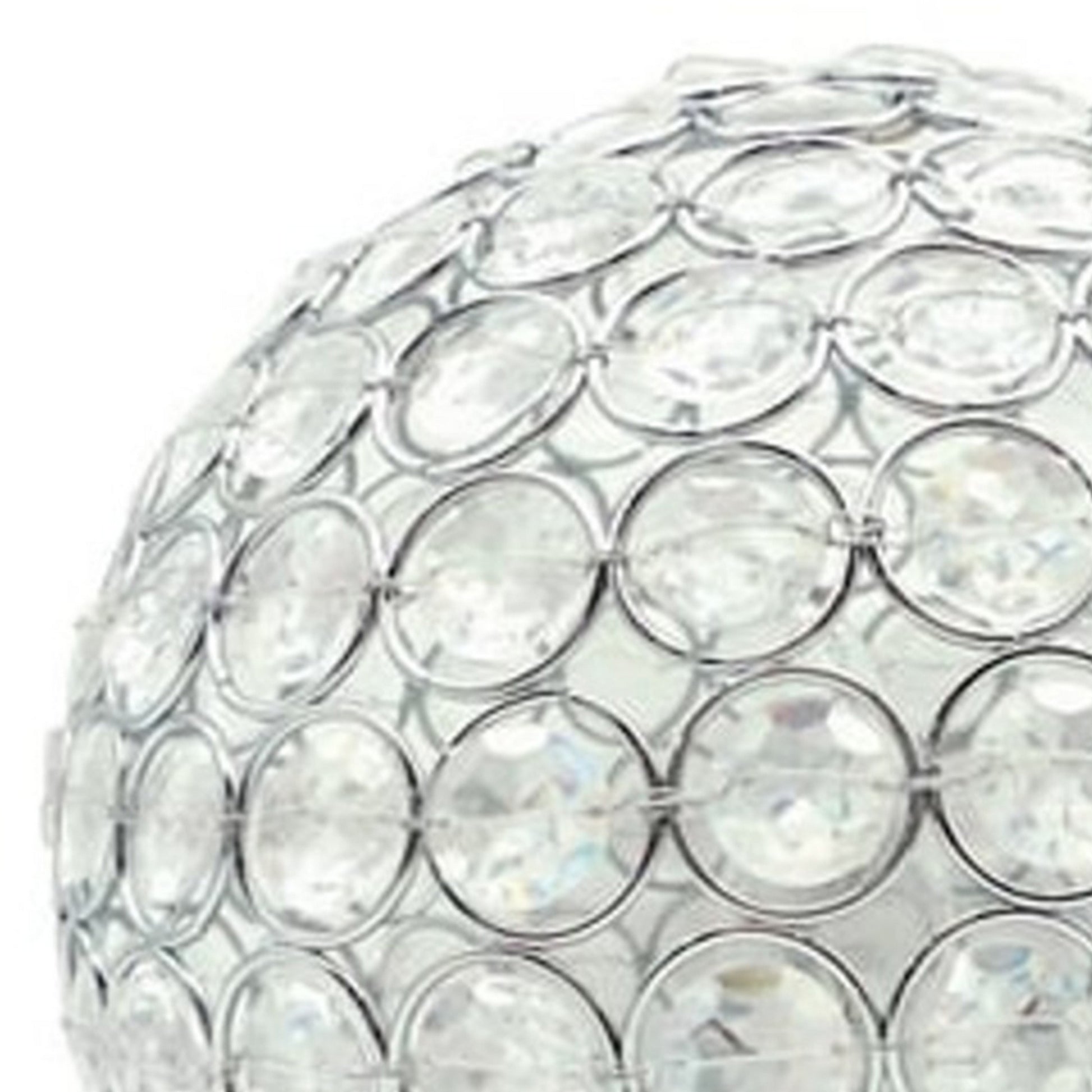 Denise 9 Inch Table Lamp Round Metal Base Crystal Ball Shade Silver By Casagear Home BM311807