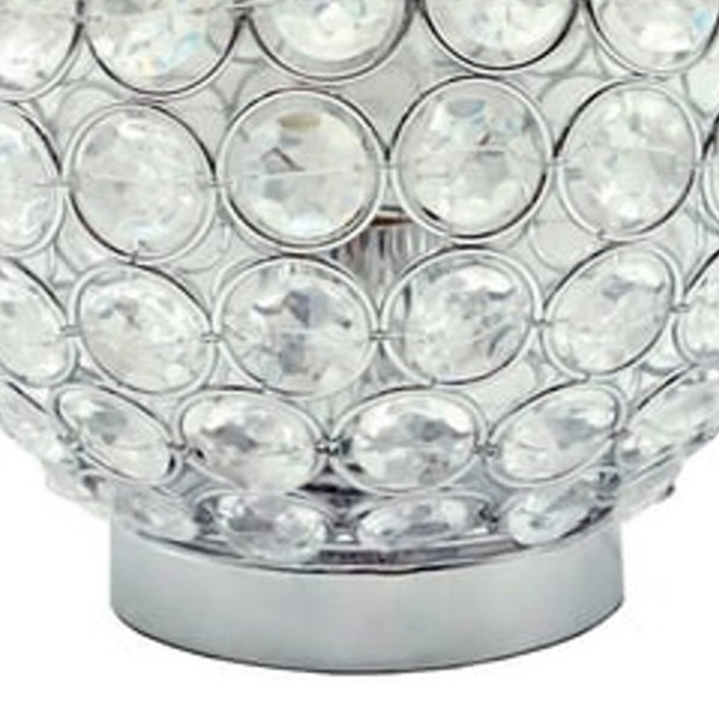 Denise 9 Inch Table Lamp Round Metal Base Crystal Ball Shade Silver By Casagear Home BM311807