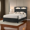 Yoh King Size Bed, Wood, Headboard with Lights and Shelves, Black By Casagear Home