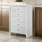 Eve 47 Inch Tall Dresser Chest, 5 Drawers with Metal Knobs, White Wood By Casagear Home