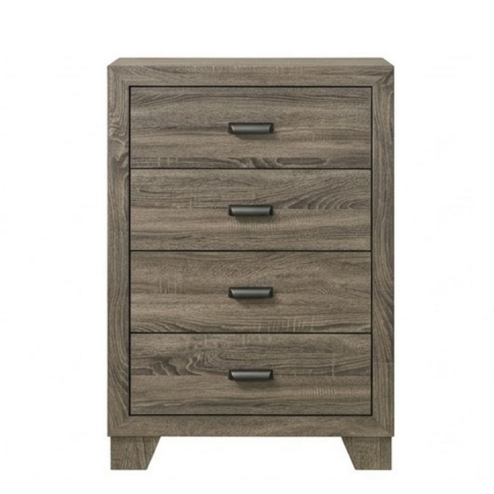 Shannon 45 Inch Tall Dresser Chest, Wood, Metal Handles, 4 Drawers, Brown By Casagear Home