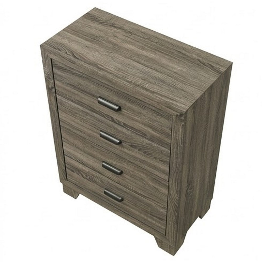 Shannon 45 Inch Tall Dresser Chest, Wood, Metal Handles, 4 Drawers, Brown By Casagear Home