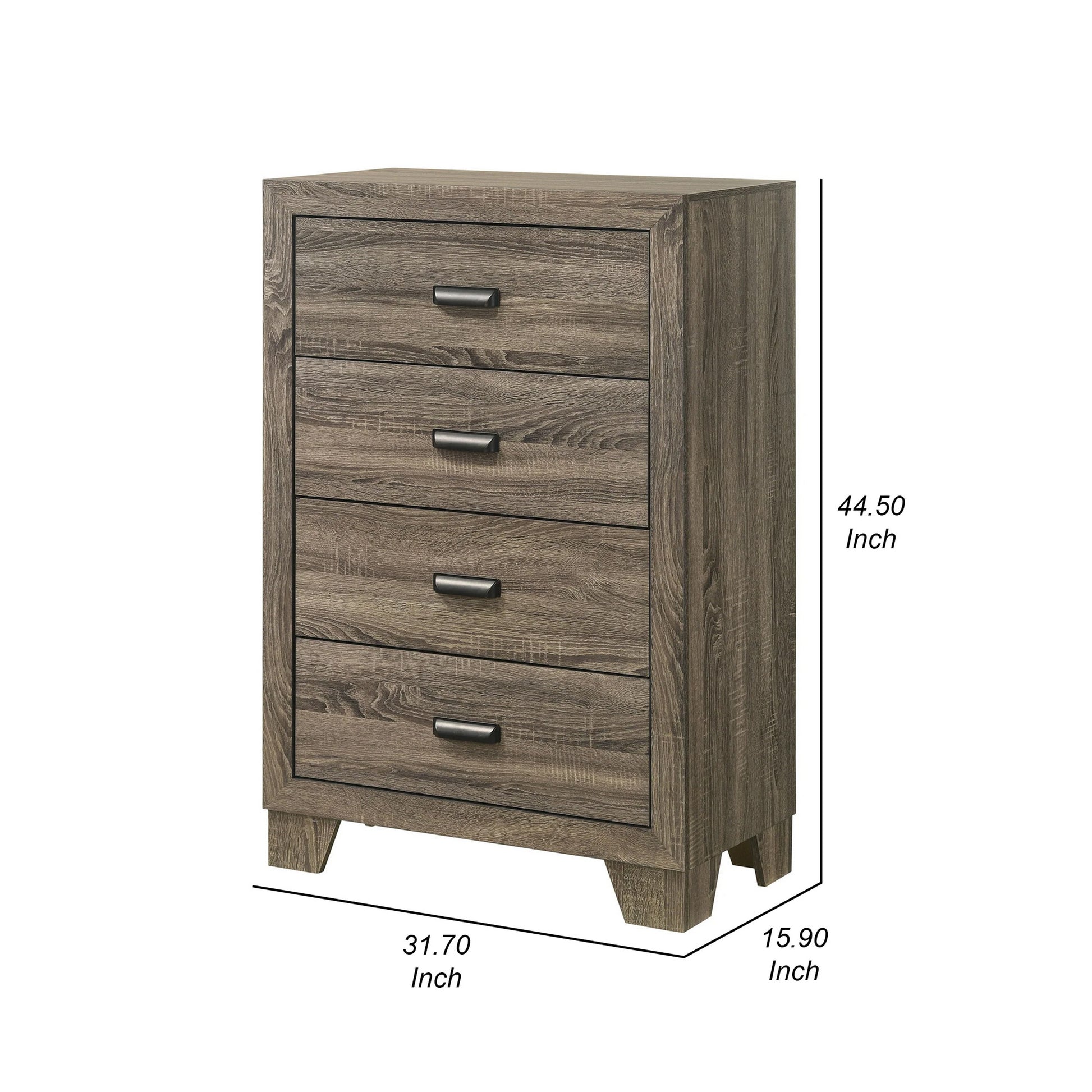 Shannon 45 Inch Tall Dresser Chest Wood Metal Handles 4 Drawers Brown By Casagear Home BM311825