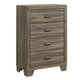 Shannon 45 Inch Tall Dresser Chest, Wood, Metal Handles, 4 Drawers, Brown By Casagear Home