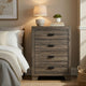 Shannon 45 Inch Tall Dresser Chest, Wood, Metal Handles, 4 Drawers, Brown By Casagear Home