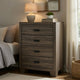 Shannon 45 Inch Tall Dresser Chest, Wood, Metal Handles, 4 Drawers, Brown By Casagear Home