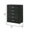 Moha 50 Inch Tall Dresser Chest 5 Drawers Metal Handles Black Velvet By Casagear Home BM311828