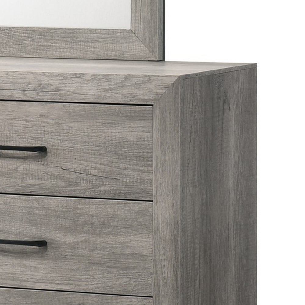 Isha 58 Inch Dresser 6 Wide Drawers Rustic Driftwood Gray Finish By Casagear Home BM311831