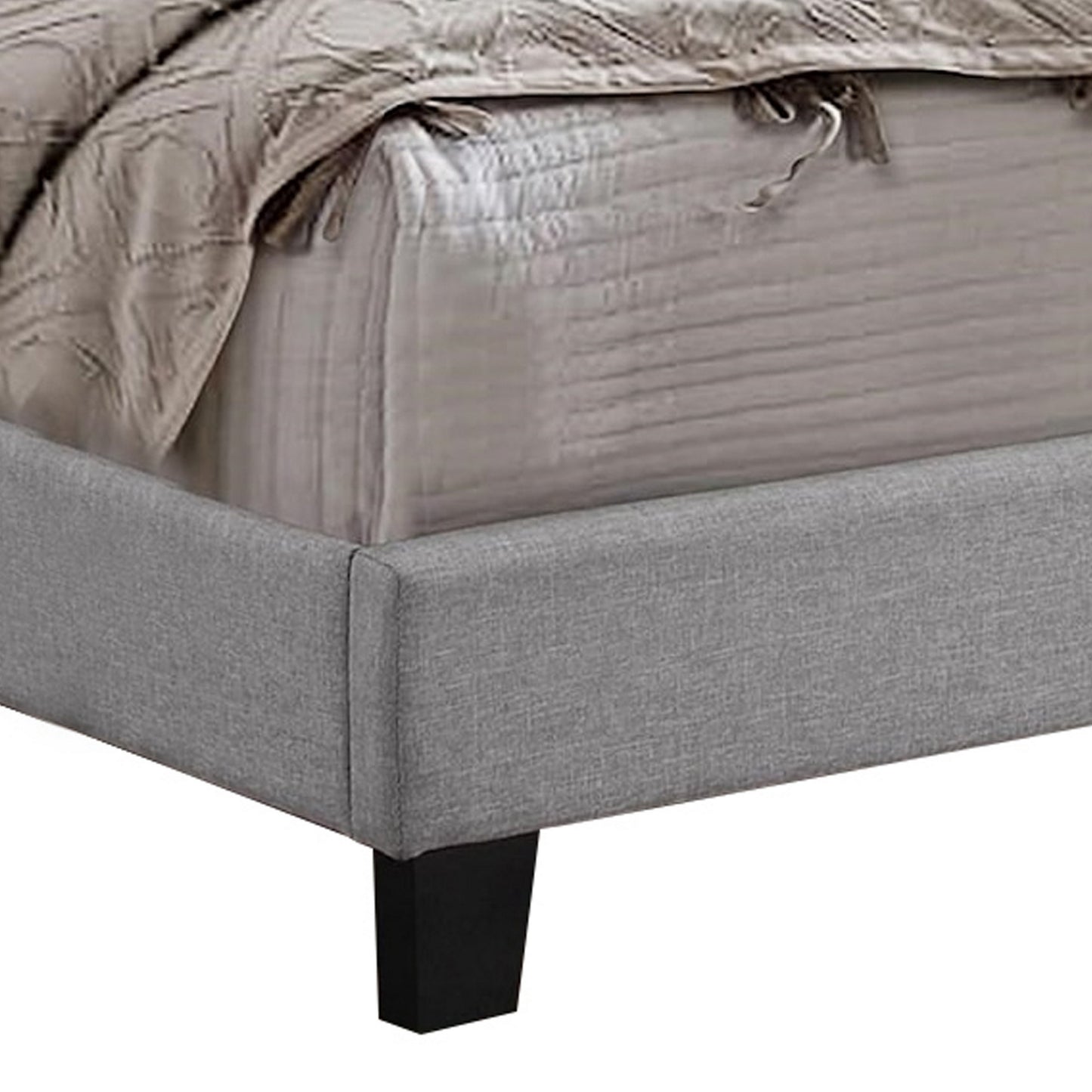 Shirin Full Size Bed Wood Nailhead Trim Upholstered Headboard Gray By Casagear Home BM311837