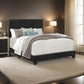 Shirin Full Size Bed, Wood, Nailhead Trim, Upholstered Headboard, Black By Casagear Home