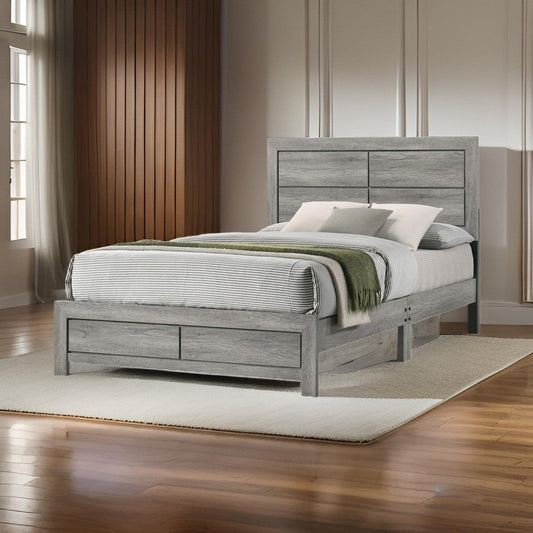 Robin Twin Size Bed, Low Profile Base, Rustic Gray Driftwood Finish By Casagear Home