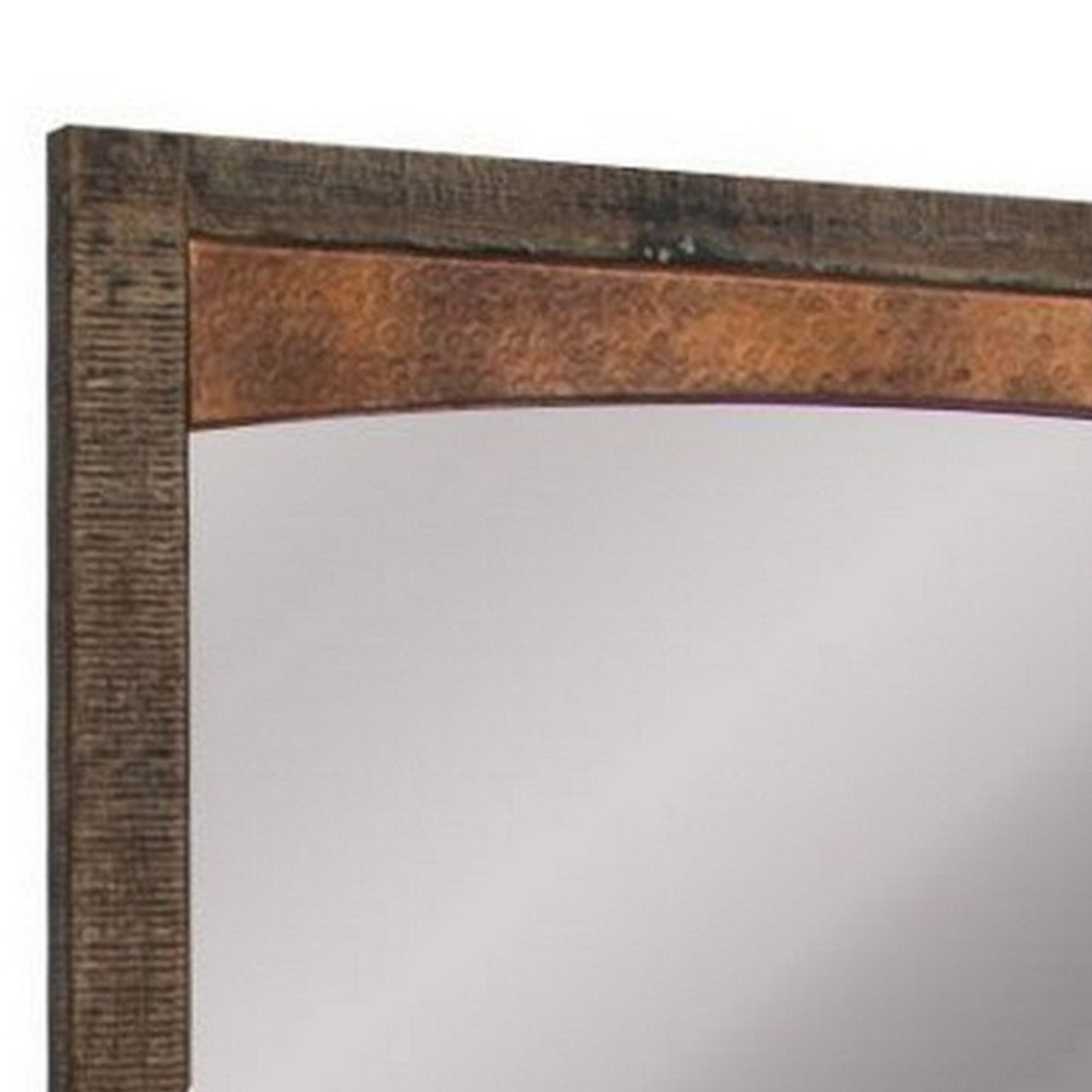 Berry 37 x 38 Inch Dresser Mirror Square Copper and Brown Wood Finish By Casagear Home BM311854