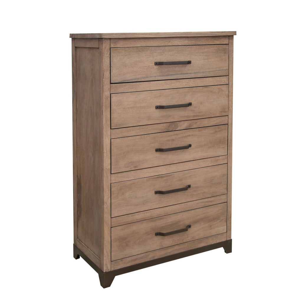 Umey 55 Inch Tall Dresser Chest 5 Drawers Light Natural Brown Wood By Casagear Home BM311869