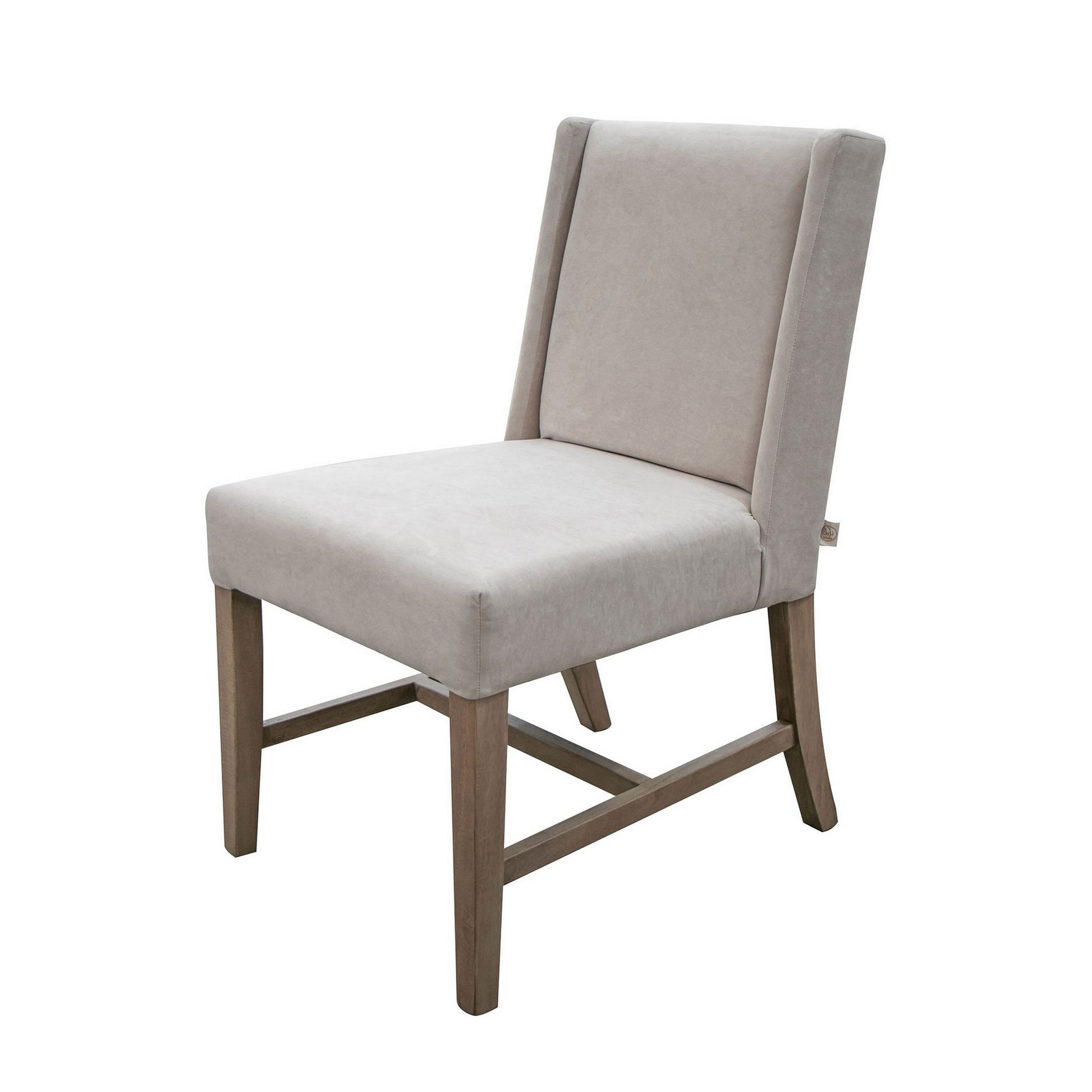 Umey 25 Inch Chair Set of 2 Pearl Gray Polyester Fabric Brown Wood By Casagear Home BM311873