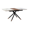 Lina 51-67 Inch Extendable Dining Table Gray Ceramic and Walnut Wood Top By Casagear Home BM311891