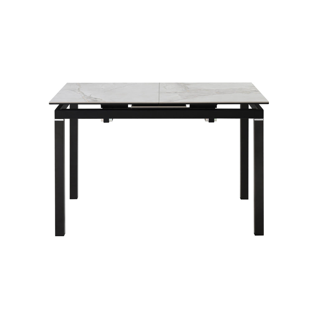 Ana 47-59 Inch Extendable Dining Table Smooth Gray Sintered Stone Black By Casagear Home BM311893