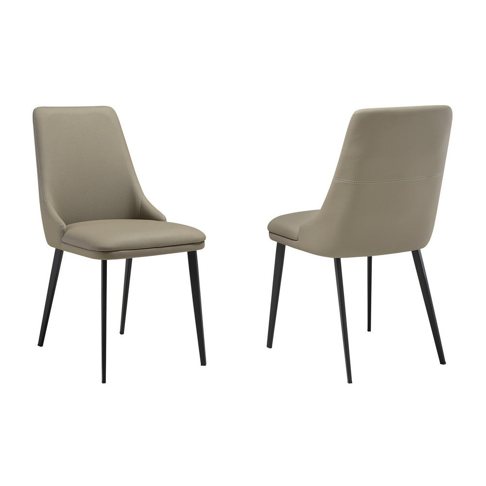 Lia 23 Inch Dining Chair Set of 2 Taupe Gray Faux Leather Black Legs By Casagear Home BM311901