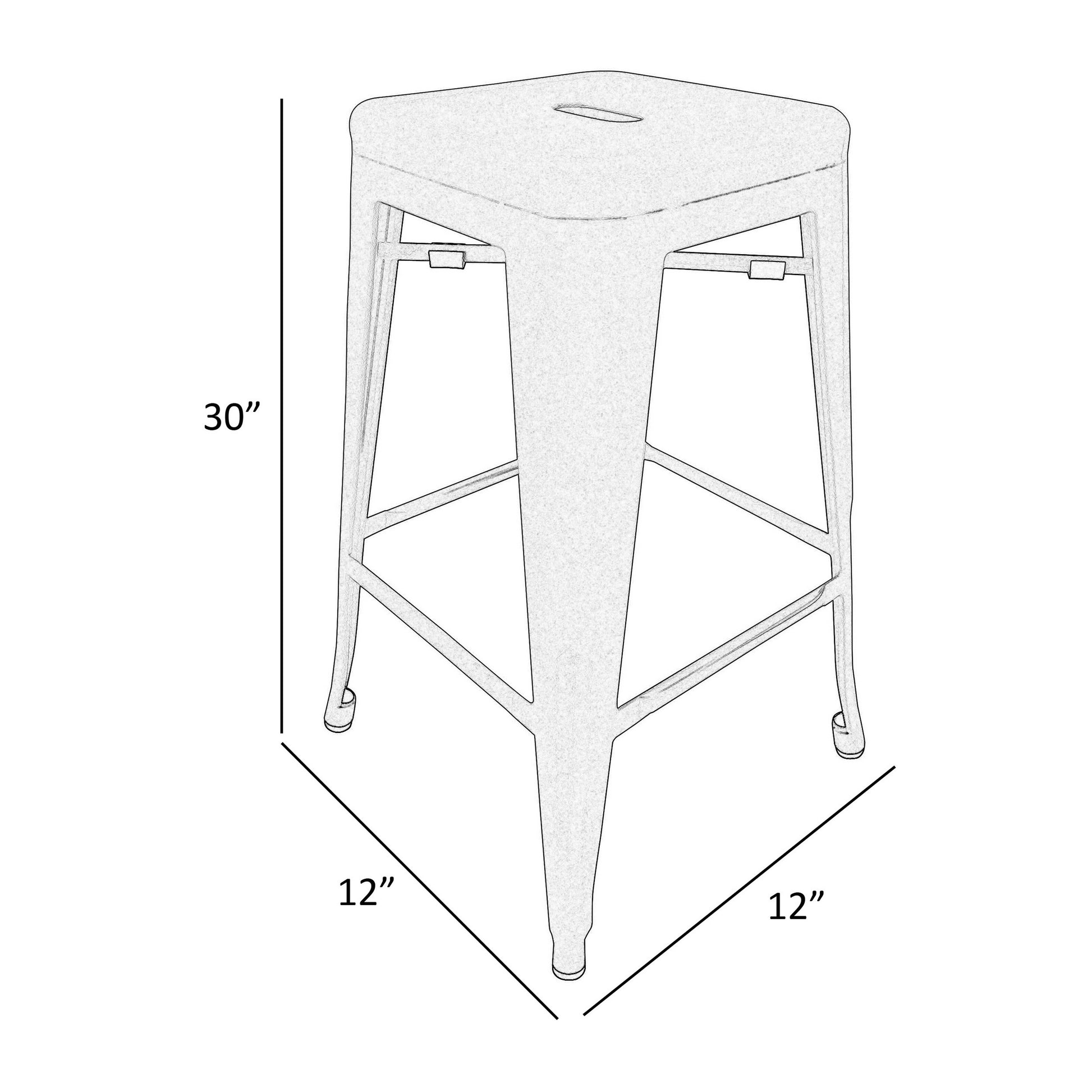 30 Inch Barstool Tapered Legs Sleek Footrests Modern White Metal Finish By Casagear Home BM311903