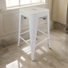 30 Inch Barstool, Tapered Legs, Sleek Footrests, Modern White Metal Finish By Casagear Home