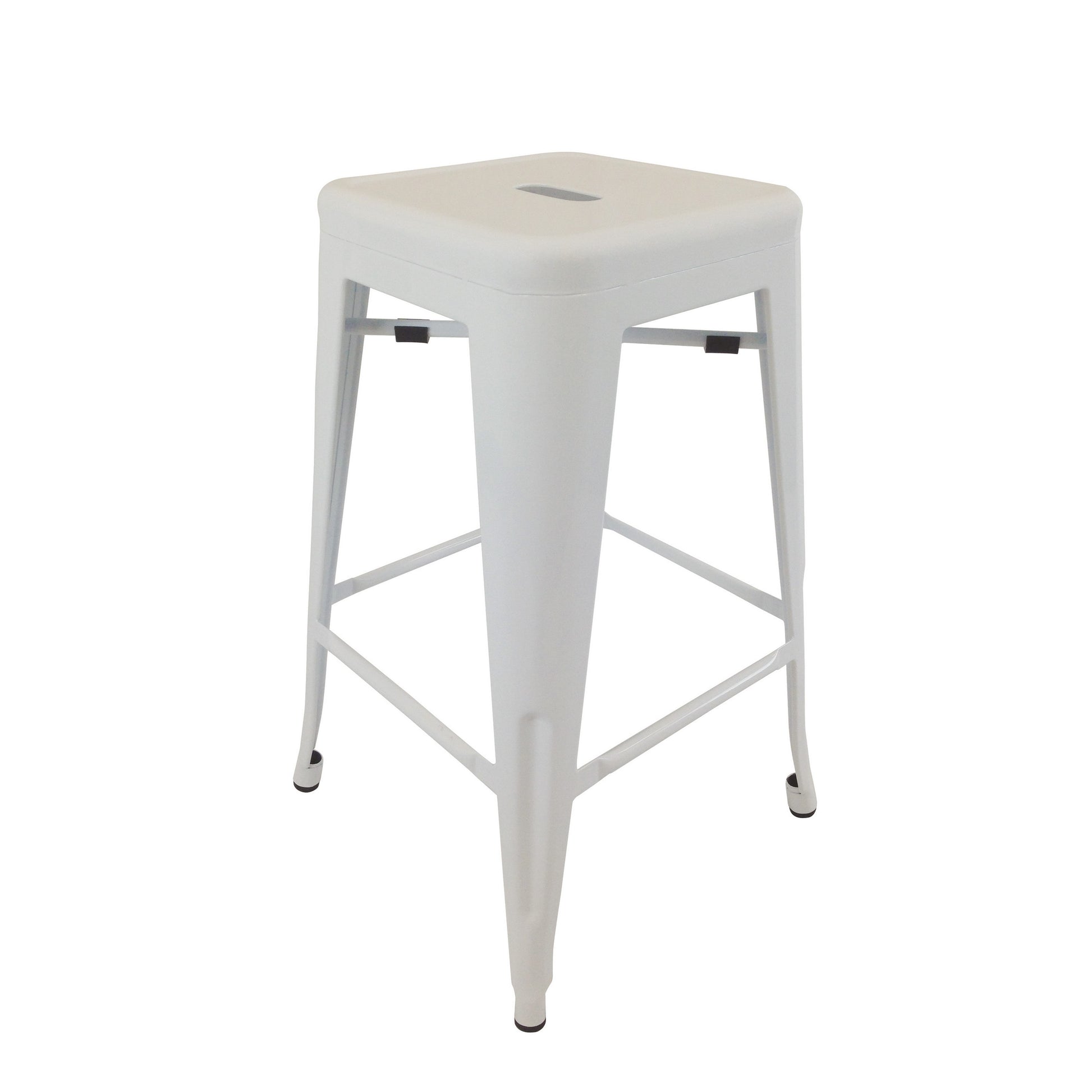 30 Inch Barstool Tapered Legs Sleek Footrests Modern White Metal Finish By Casagear Home BM311903