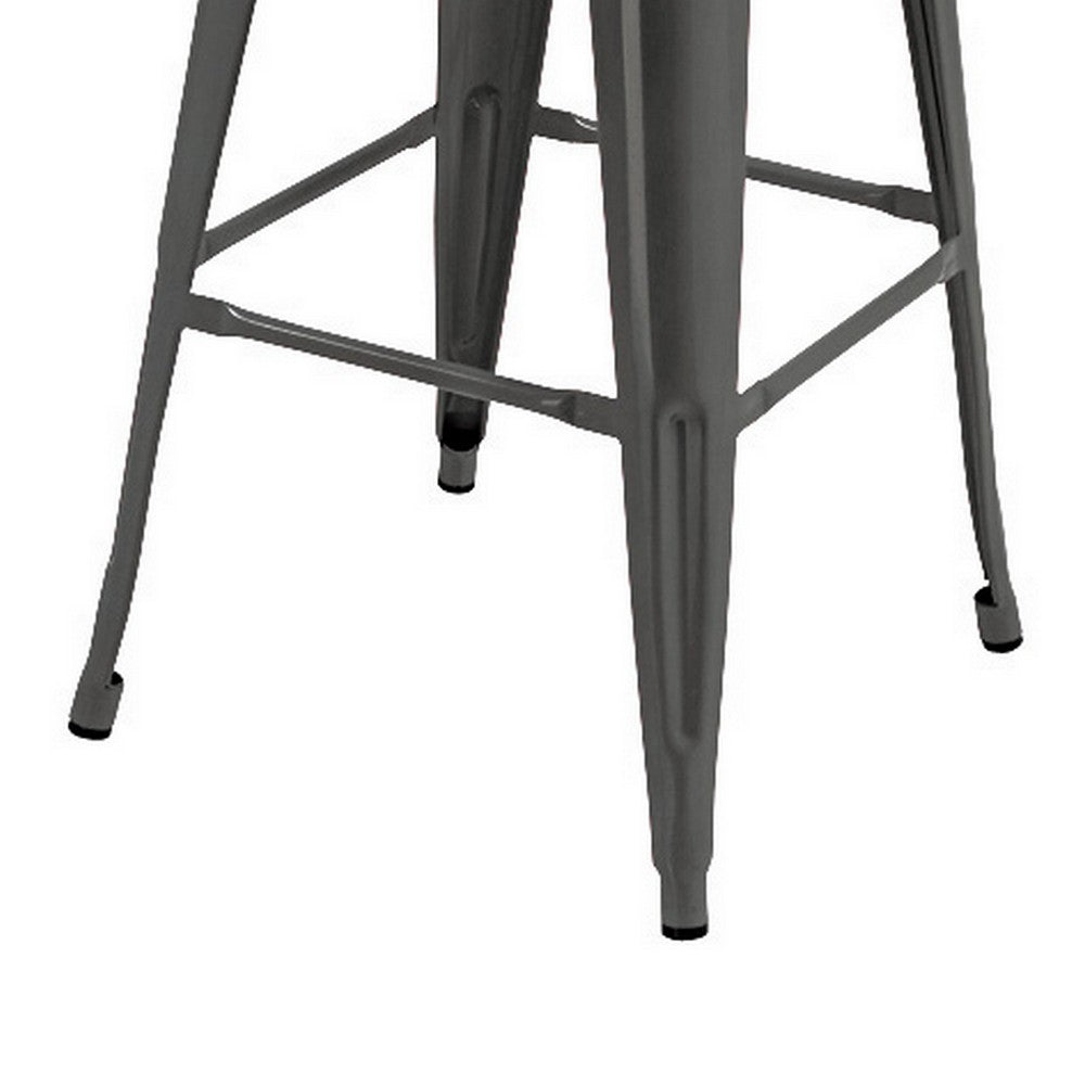 Giri 30 Inch Barstool Chair Low Backrest Tapered Legs Dark Gray Metal By Casagear Home BM311904