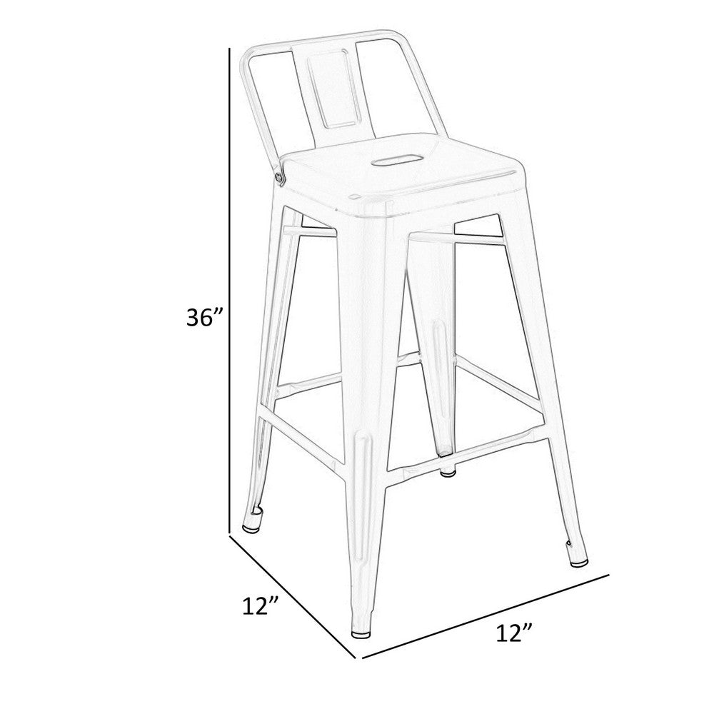 Giri 30 Inch Barstool Chair Low Backrest Tapered Legs Dark Gray Metal By Casagear Home BM311904